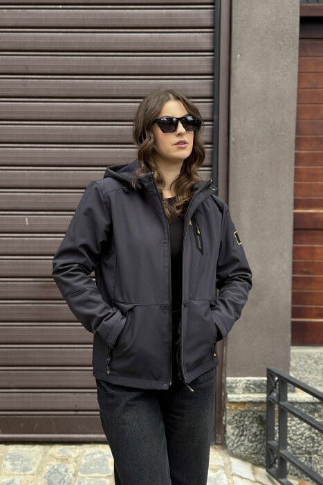 ZIPPERED WOMEN PUFFER JACKET DARK GREY/GEE - 2